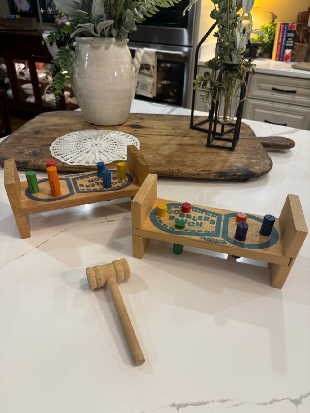 Wooden Hammer Tap Bench Toy - Multicolor Pegs